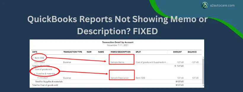 QuickBooks report not showing memo