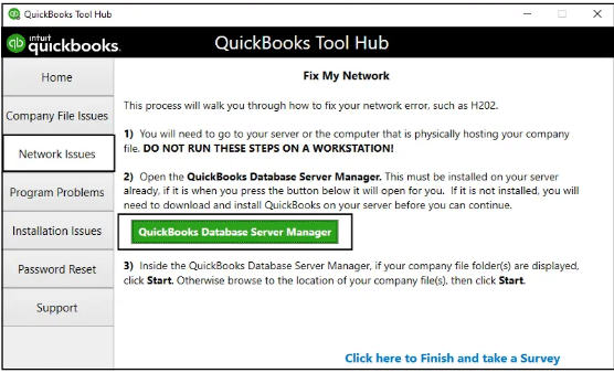install quickbooks database server manager to fix error H202 in qb