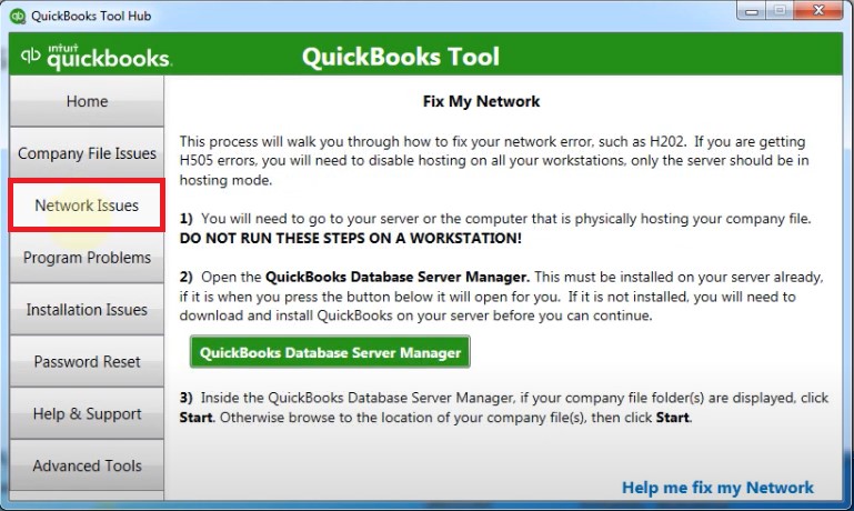 network issues in qb tool hub