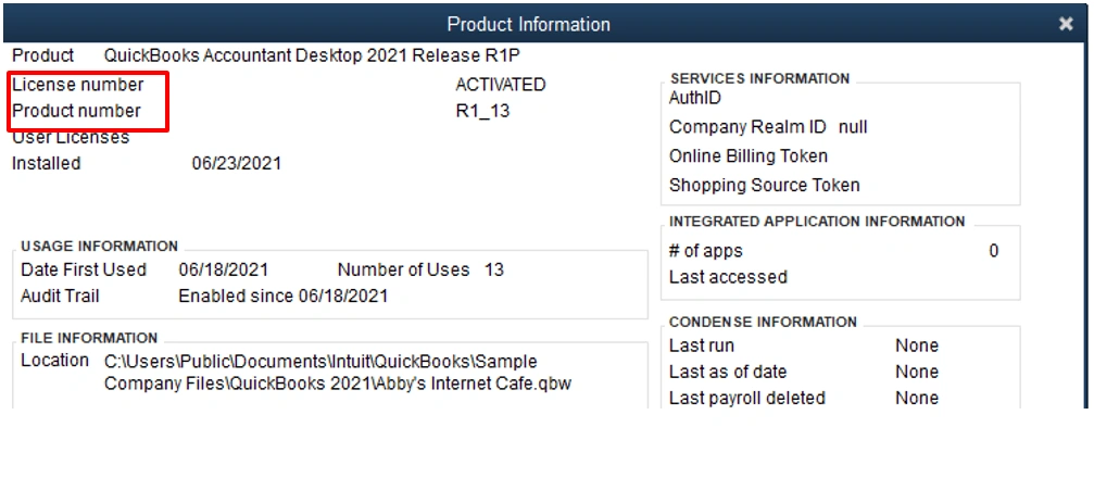 quickBooks accountant product information