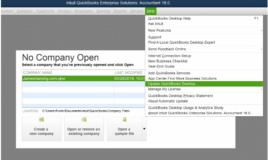 update quickbooks desktop enterprise  to the latest version