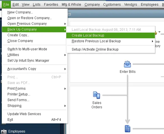 create a local backup in qb to fix pso38 error