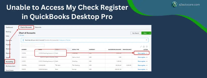 Unable to Access My Check Register in QuickBooks Desktop Pro