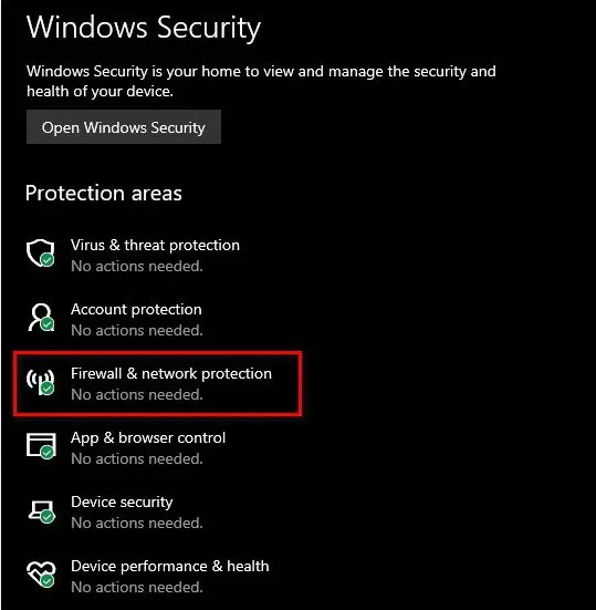 firewall security settings