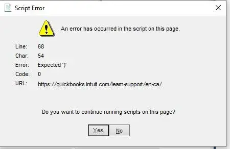 fix quickbooks script error message