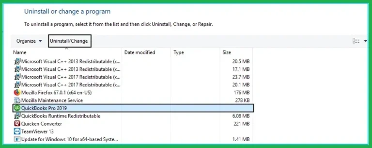 Uninstall Quickbooks Pro 2019