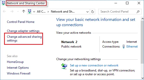 Windows network and sharing center, QuickBooks Multi User Mode Stops Working
