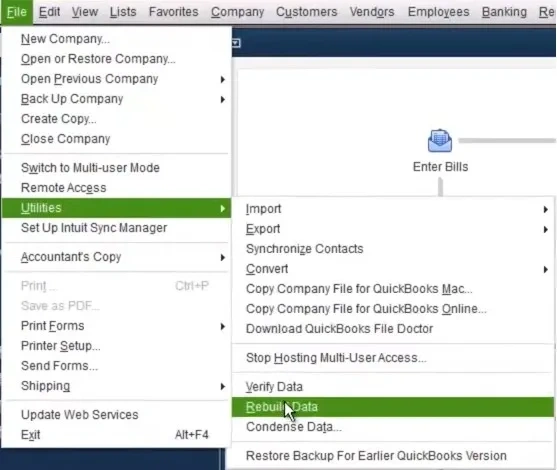 Rebuld Data, Quickbooks Compile Error in Hidden Module