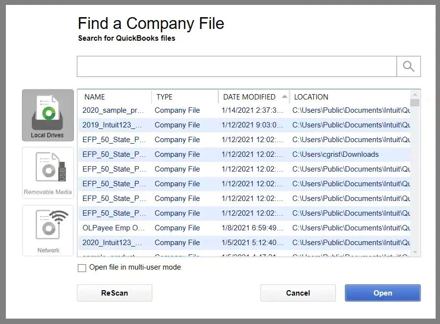 Find a Company file