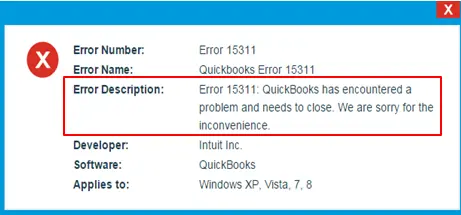 Quickbooks Error 15311